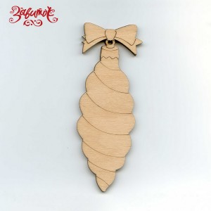 Шишка с бантом, подвеска из фанеры, 12х4 см  - Заготовки для декупажа. Интернет-магазин Завиток